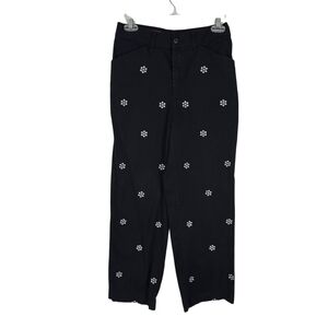 Vintage Northern Isles Black High Waist Straight Leg Pants Embroidered Snowflake
